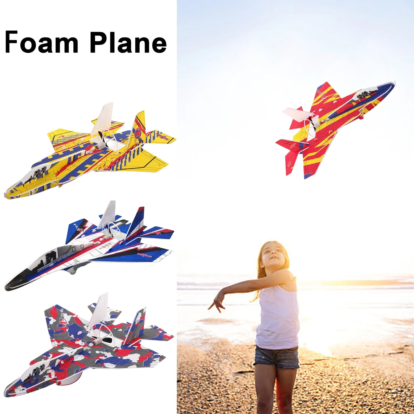 Electric Airplane Toy Rechargeable Throwing Foam Plane Flight Mode Glider Plane With Spinning Function Outdoor Flying Toys