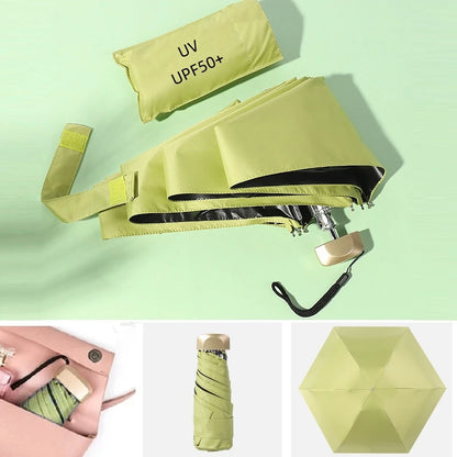 Mini Sun Umbrella Small Pocket Rain Travel Umbrella Vinyl Folding Umbrella UV Protection Sun Shade Pocket Parasol Capsule