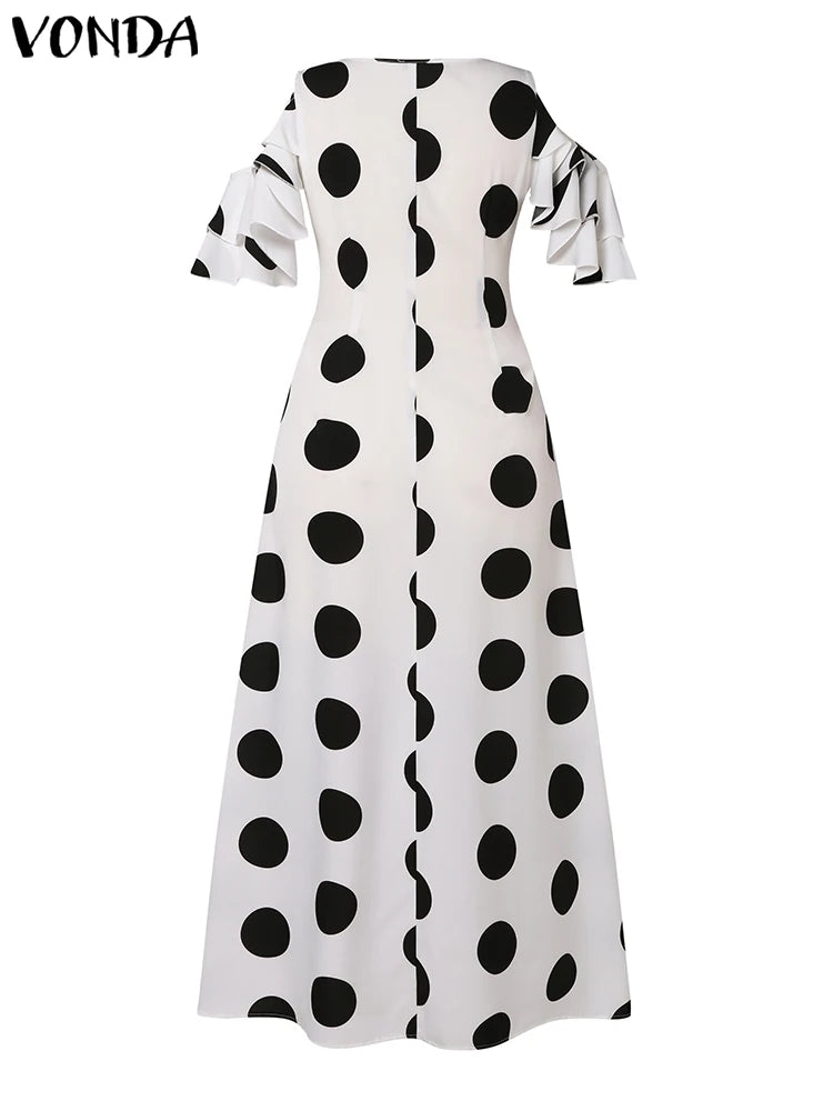 Plus Size 5XL VONDA Summer Dress Women Polka Dot