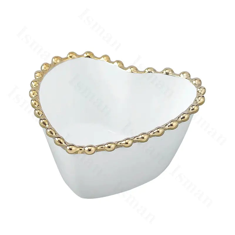 Nordic Gold Bead Ceramic Dinner Plates