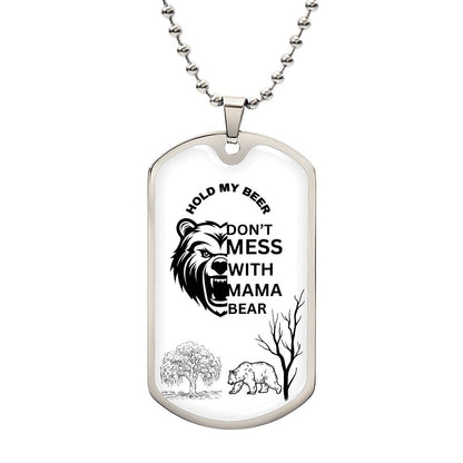 Dog Tag Mama Bear White