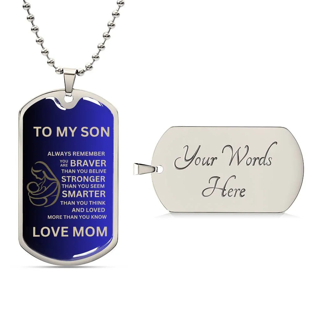 Mother and Son Dog Tag Blue - CEW Store