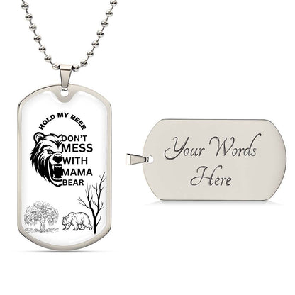 Dog Tag Mama Bear White