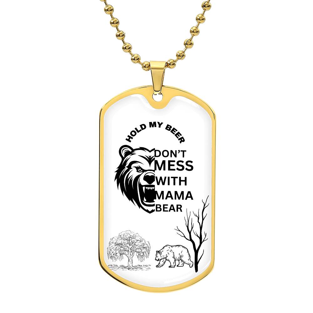 Dog Tag Mama Bear White