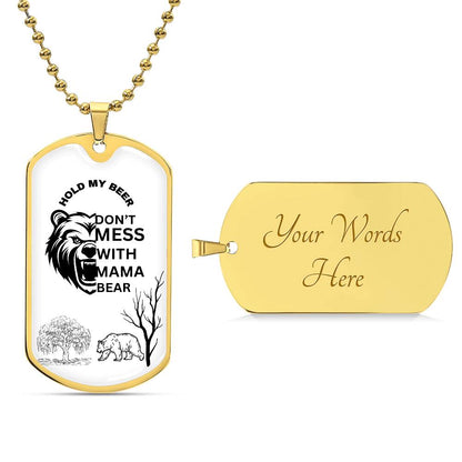 Dog Tag Mama Bear White