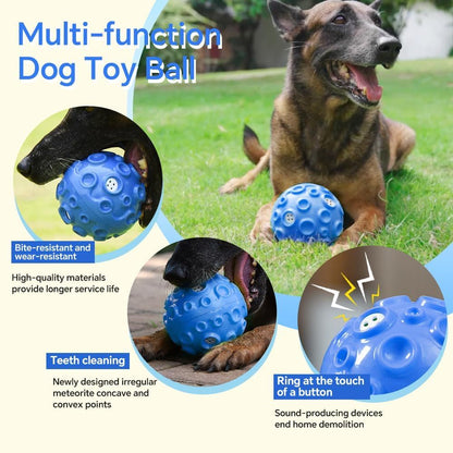 Dog Toy Ball For Aggressive Chewers Interactive Dog Ball Toy With Magical Squeaky Sound Durable Elastic Rubber Pet Chew Toys For Small Medium Large Dogs Relieve Anxiety Toy