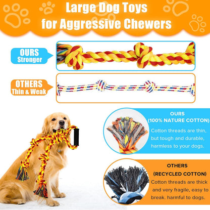 Dog Rope Toys For Aggressive Chewers Large Breeds Tough Dog Chew Toys For Large And Medium Dogs Indestructible Dental Cleaning Dog Tug Of War Toys