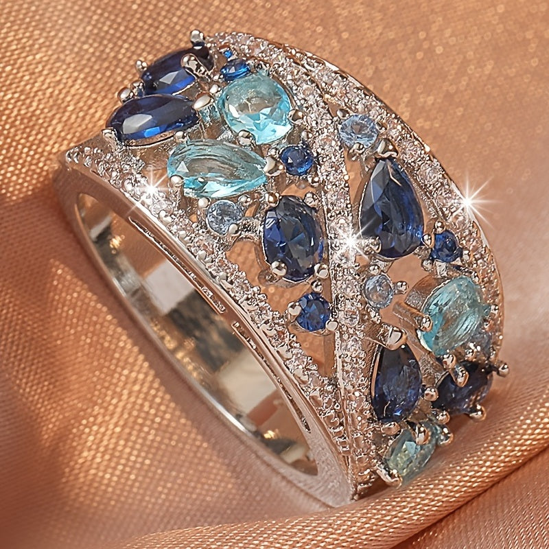 Boho Ladies Elegant Zircon Finger Ring For Women Birthday Party Wedding Gift