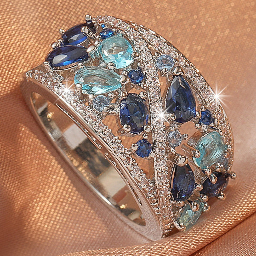 Boho Ladies Elegant Zircon Finger Ring For Women Birthday Party Wedding Gift