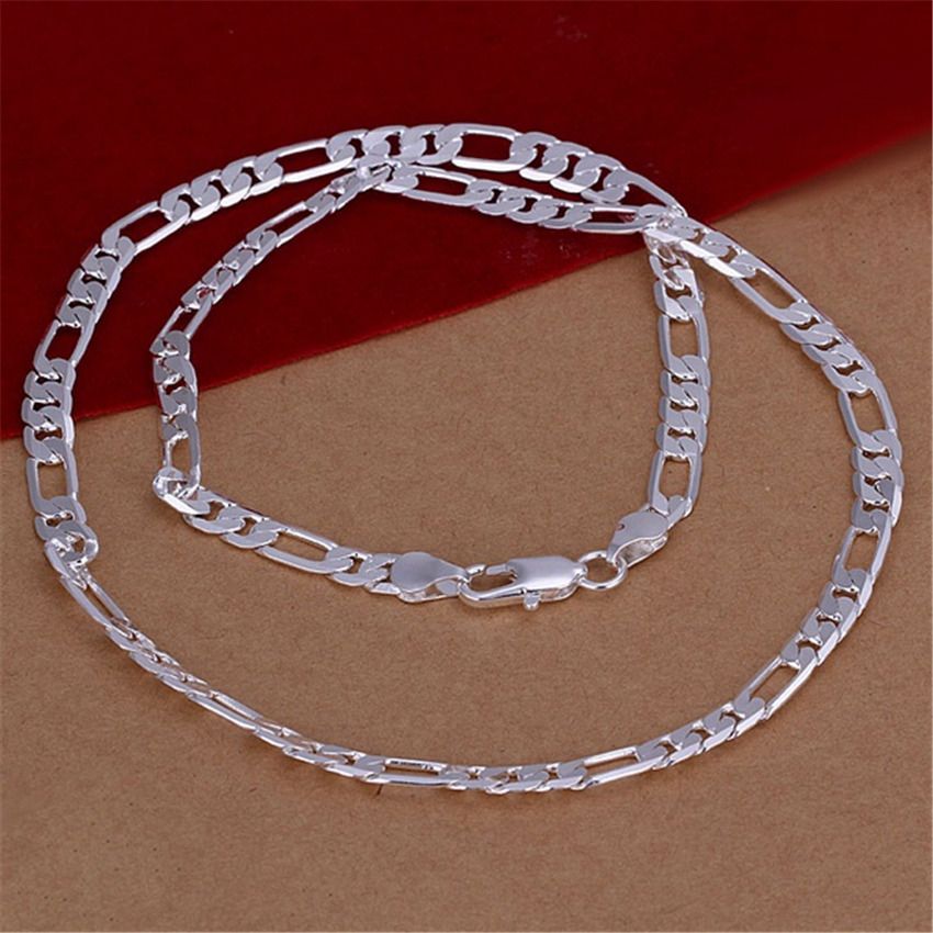 wholesale high quality Mens 6MM flat chain 925 Sterling silver Necklace Fashion Jewelry women men solid chain wedding gift