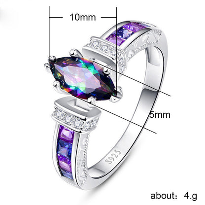 Fashion Trend Exquisite Colorful Oval Zircon Ring For Women