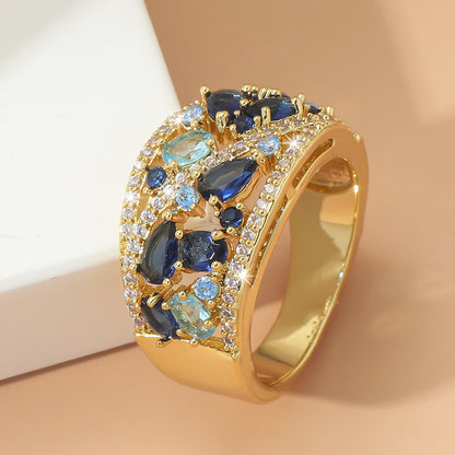 Boho Ladies Elegant Zircon Finger Ring For Women Birthday Party Wedding Gift