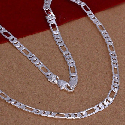 wholesale high quality Mens 6MM flat chain 925 Sterling silver Necklace Fashion Jewelry women men solid chain wedding gift