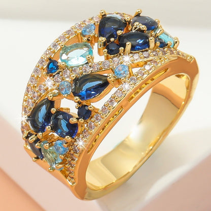 Boho Ladies Elegant Zircon Finger Ring For Women Birthday Party Wedding Gift