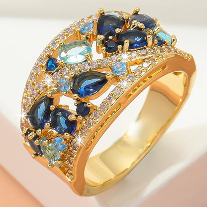 Boho Ladies Elegant Zircon Finger Ring For Women Birthday Party Wedding Gift