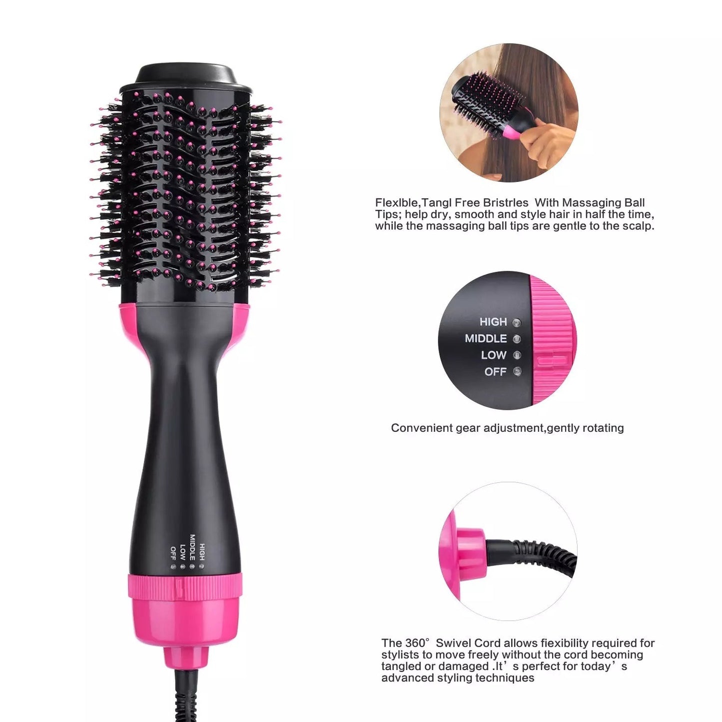 Hair Dryer and Hot Air Brush for Women; hair curler;  Blow Dryer - Blowout hot air Brush - Hair Tools for Styling