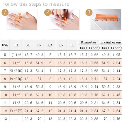 Boho Ladies Elegant Zircon Finger Ring For Women Birthday Party Wedding Gift