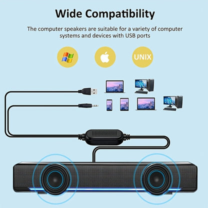 Computer Speaker; USB Powered 3.5mm Jack Sound Barrier Speaker; Suitable For Computer Desktop; Laptop Christmas Gift For Women/Kids/Children/Men/Adults