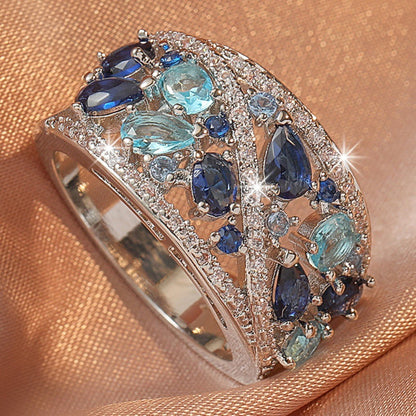 Boho Ladies Elegant Zircon Finger Ring For Women Birthday Party Wedding Gift