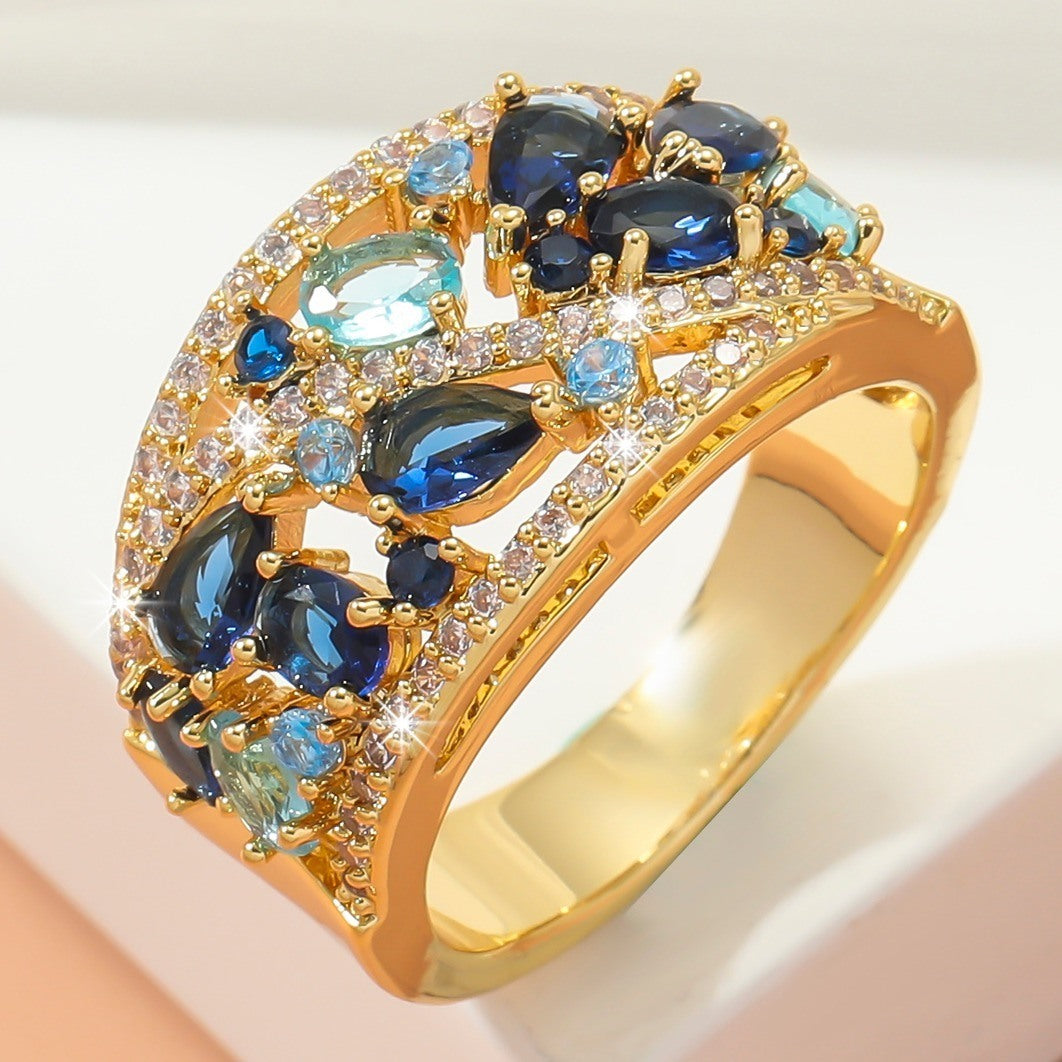 Boho Ladies Elegant Zircon Finger Ring For Women Birthday Party Wedding Gift