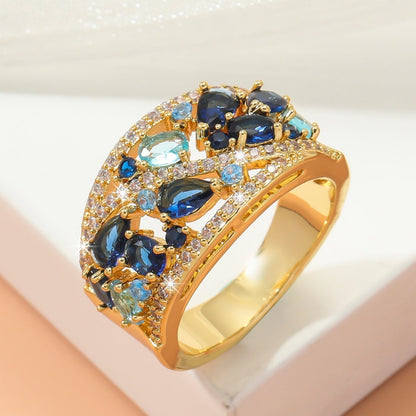 Boho Ladies Elegant Zircon Finger Ring For Women Birthday Party Wedding Gift