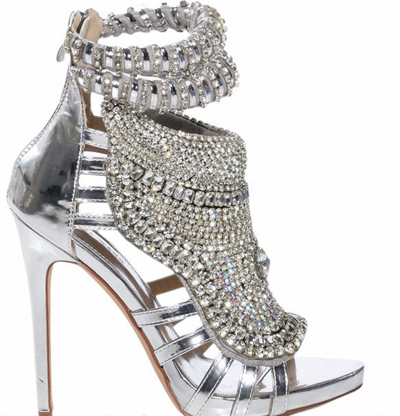 Rhinestone Heavy Industry Stiletto Heel Large Size Sandals