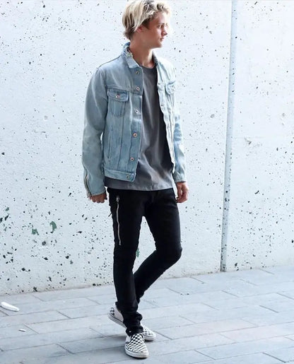 Slim Fit Black Wash Jeans with Zipper Closure