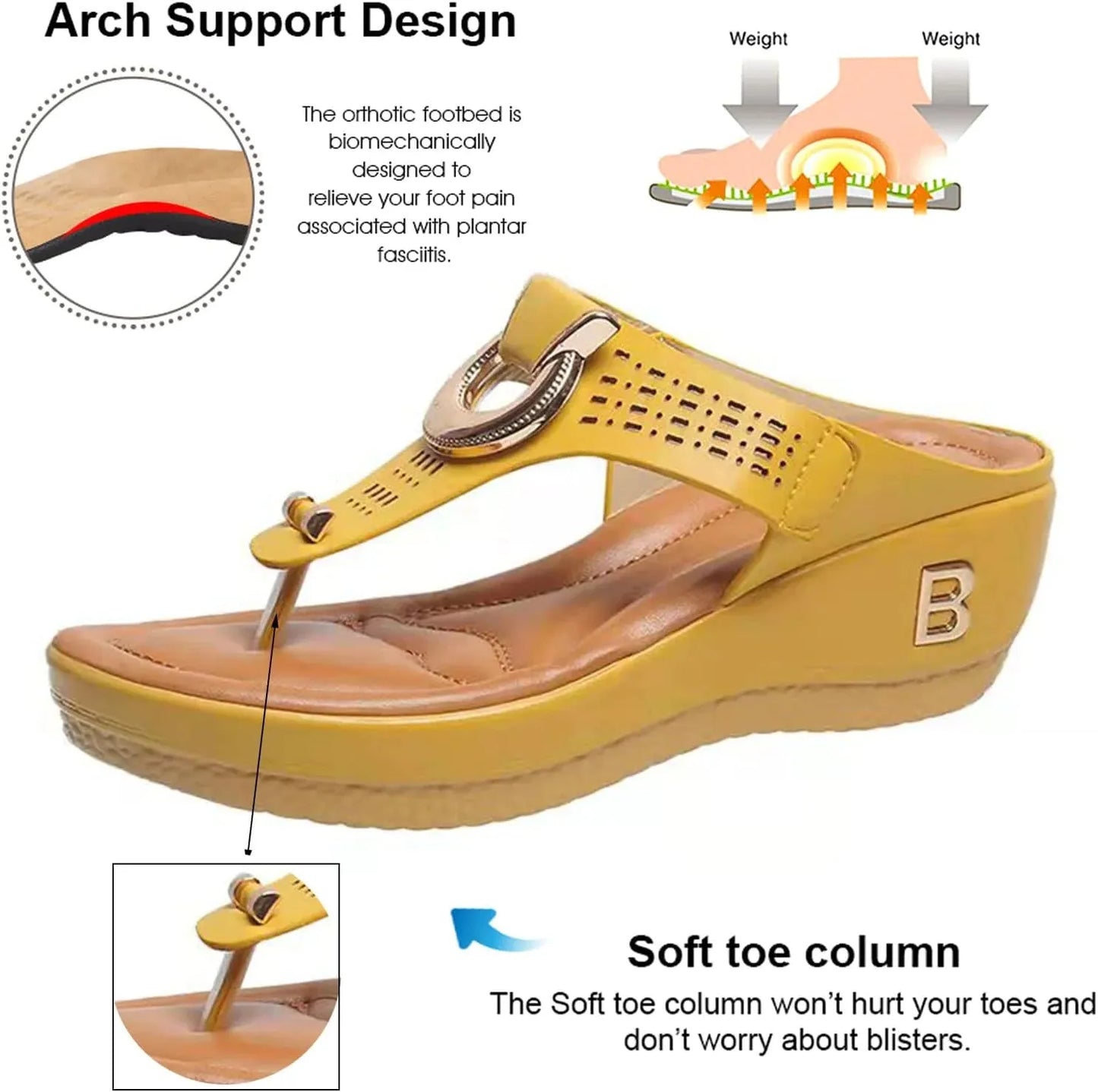 Low-Wedge Women Orthopedic Sandals Casual Flat Shoes Flip Flops Ladies Anti-Slip - CEW Store