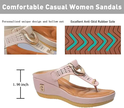 Low-Wedge Women Orthopedic Sandals Casual Flat Shoes Flip Flops Ladies Anti-Slip - CEW Store