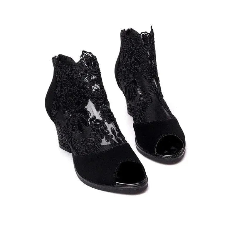 Shoes Lace Mesh High Heels - CEW Store