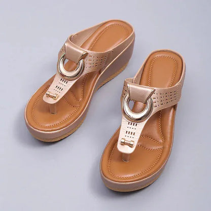 Low-Wedge Women Orthopedic Sandals Casual Flat Shoes Flip Flops Ladies Anti-Slip - CEW Store