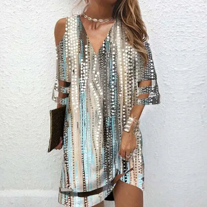 V Neck Summer Tie Dye Dresses - CEW Store