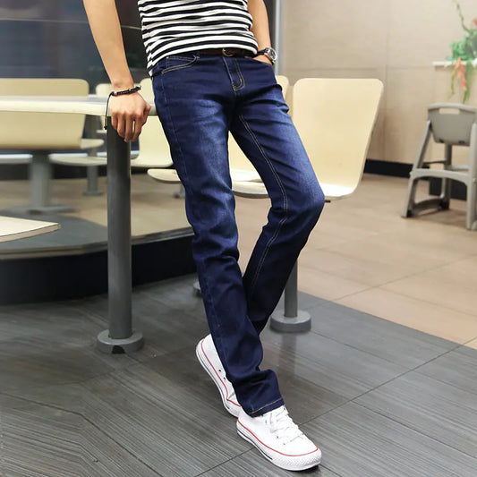 Slim-Fit Light Blue Casual Stretch Jeans for Men