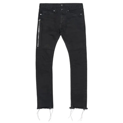 Slim Fit Black Wash Jeans with Zipper Closure